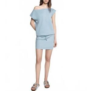 Mango Teen's Elastic Waist Cotton Dress Sky Blue NWT Teens Small